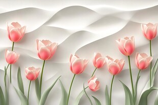 粉色郁金香的优雅纸艺背景