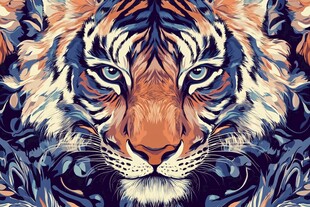 斑斓虎首插画 野性魅力