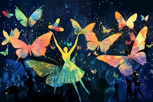 梦幻舞者与斑斓蝴蝶共舞