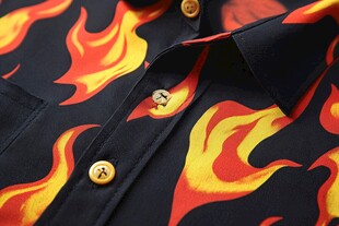 火焰印花衬衫细节特写