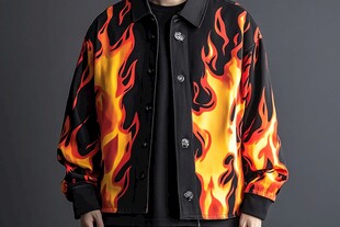 火焰图案潮流男士夹克