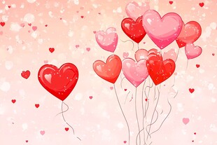 浪漫爱心气球背景图