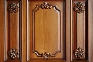 精美实木雕花门板特写