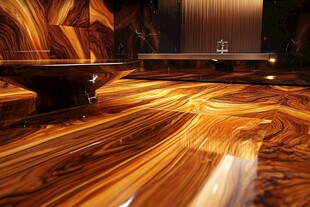 梦幻木质纹理的室内场景