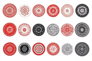 多样圆形花纹图案集合