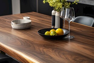 木质餐桌的精致用餐布置