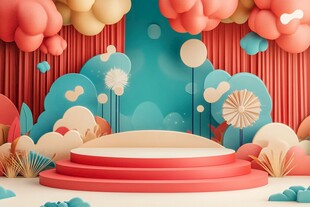 梦幻卡通风格舞台场景