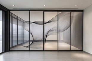 现代室内艺术感玻璃隔断设计