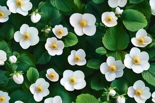 白色小花与绿叶的清新组合