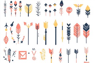 多彩几何风格箭头羽毛图案