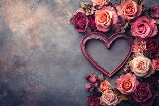 心形花环与多彩玫瑰花