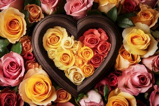 心形玫瑰浪漫花卉组合