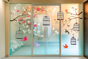 花鸟窗贴装饰优雅空间