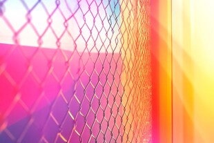 彩色光影下的金属网格