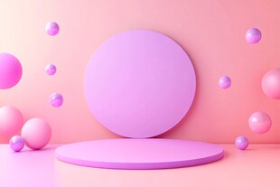 粉色系立体圆形展示场景