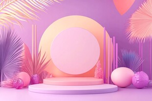 梦幻粉紫场景展示台