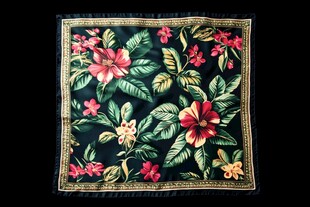 花卉图案复古风方形丝巾