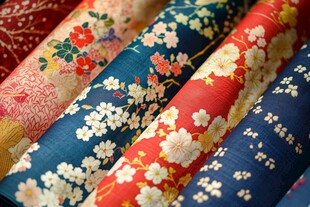 多彩花卉图案传统布料