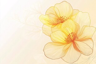 两朵淡黄花卉插画背景图