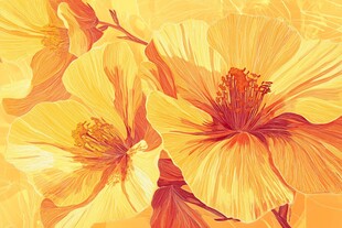 绚丽黄色花卉艺术插画