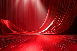 红色舞台幕布光影背景图