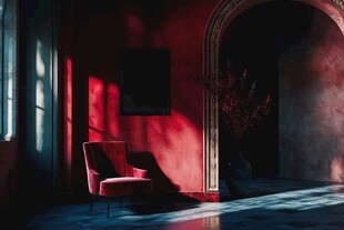 红调房间中的静谧单人椅