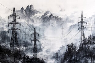 水墨山水间的电力风景线