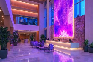 梦幻紫色调酒店大堂空间