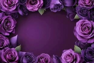 紫色玫瑰环绕的梦幻背景