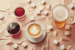 多样饮品与方糖的惬意组合