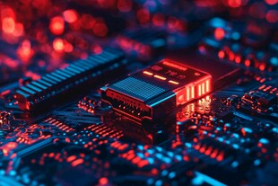 炫酷电路板上的芯片元件