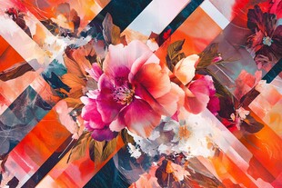 缤纷花卉几何图案背景