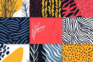 多彩几何植物纹理图案集合
