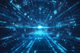 未来科技感的数字空间隧道