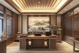 中式雅致书房室内设计