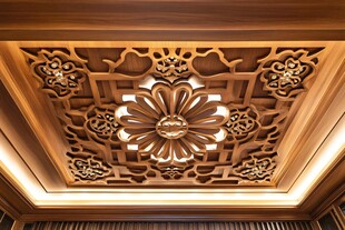 中式雕花天花板精致典雅