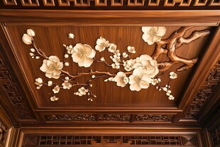中式木雕繁花天花板