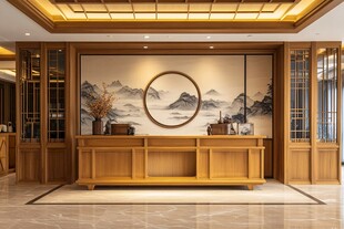 中式典雅前台接待区设计