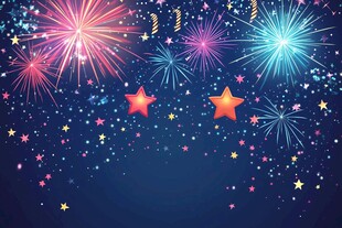 梦幻烟花夜空星星场景