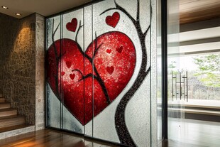 心形艺术玻璃装饰室内空间