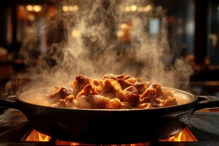 热气腾腾的美味锅中佳肴