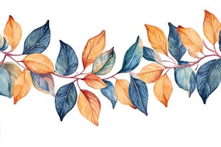 水彩绘叶边框装饰图案