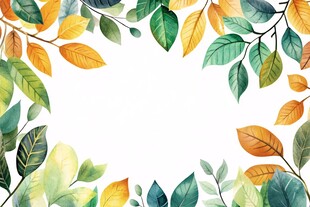 水彩绿叶边框装饰图案