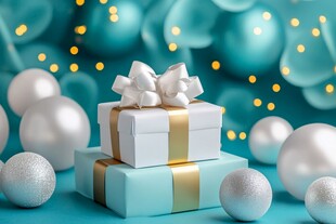 圣诞礼盒与装饰球的梦幻组合