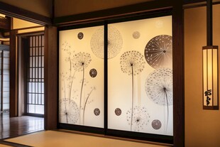 日式蒲公英图案障子门