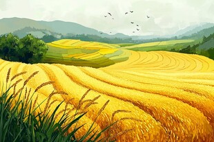 金色麦田田园风光美景