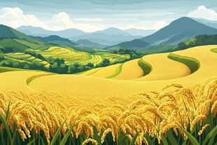 金色田园风光 美丽稻田景色