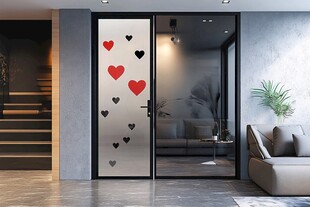 爱心装饰的现代家居玻璃门