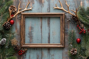 圣诞风木质相框装饰画面