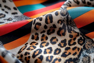 豹纹条纹时尚丝绸面料